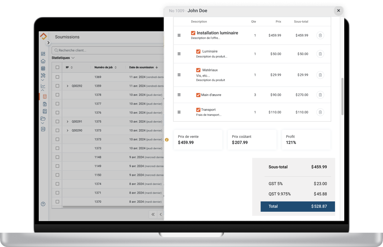 Logiciel soumission Électricien