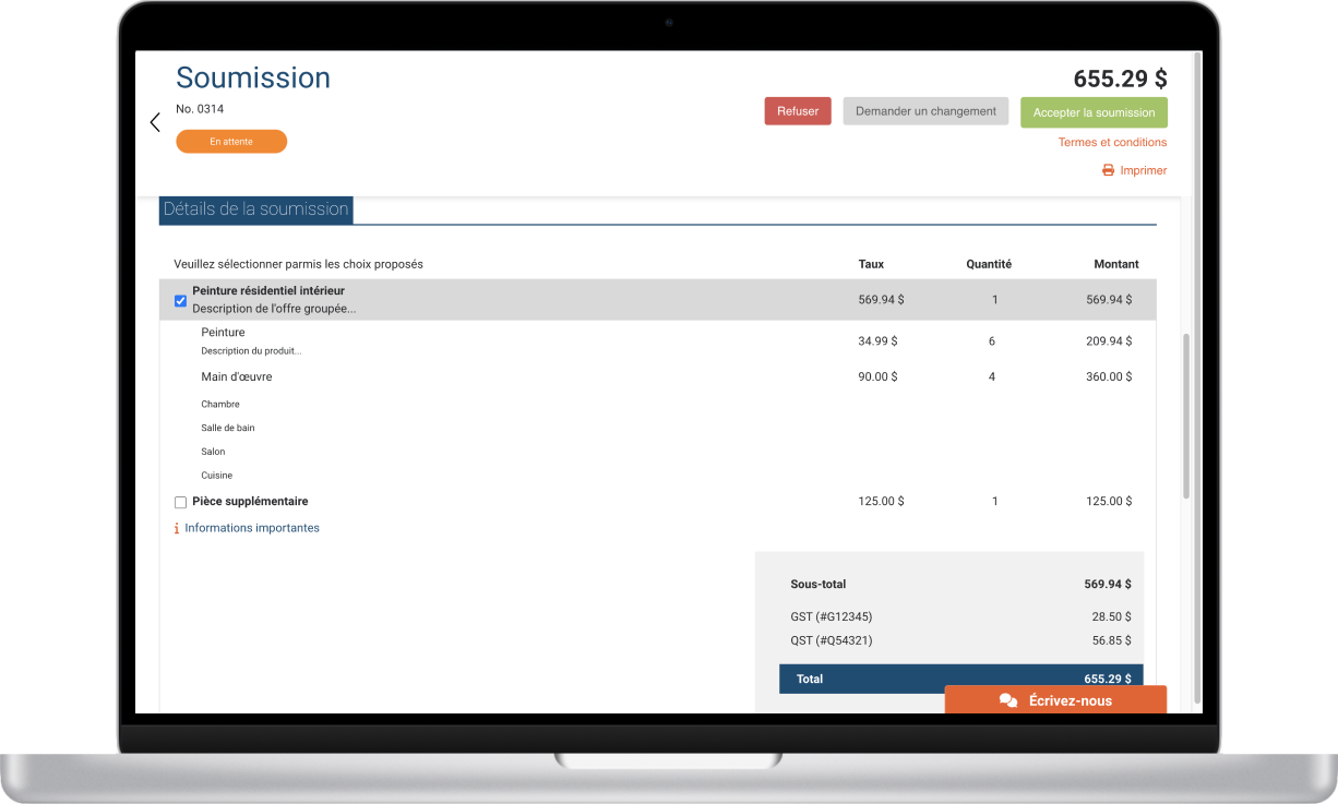Peintres_Options supplémentaire soumission